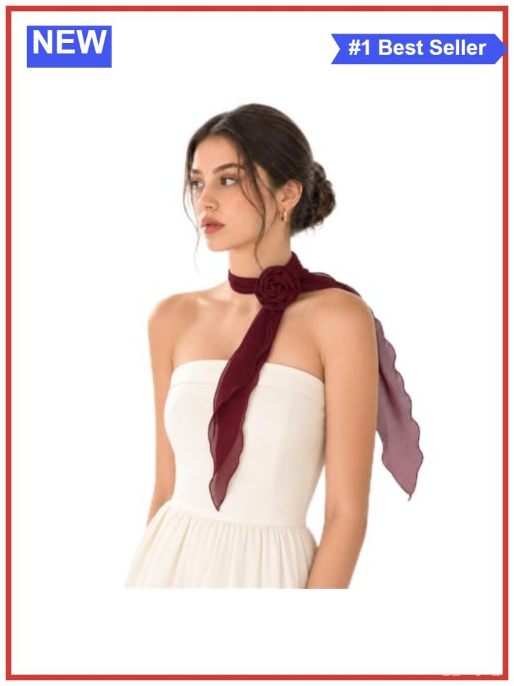 Chiffon Scarf Removable Rose Neck Scarf Headband Hair Accessory
